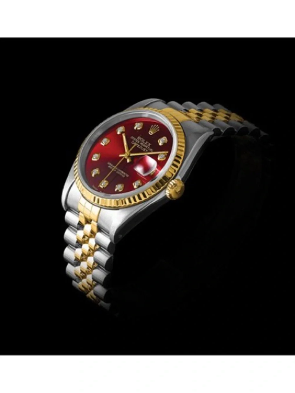 Pre-Owned Rolex 36mm Datejust - Custom Red Diamond Dial & 18k Gold Fluted Bezel